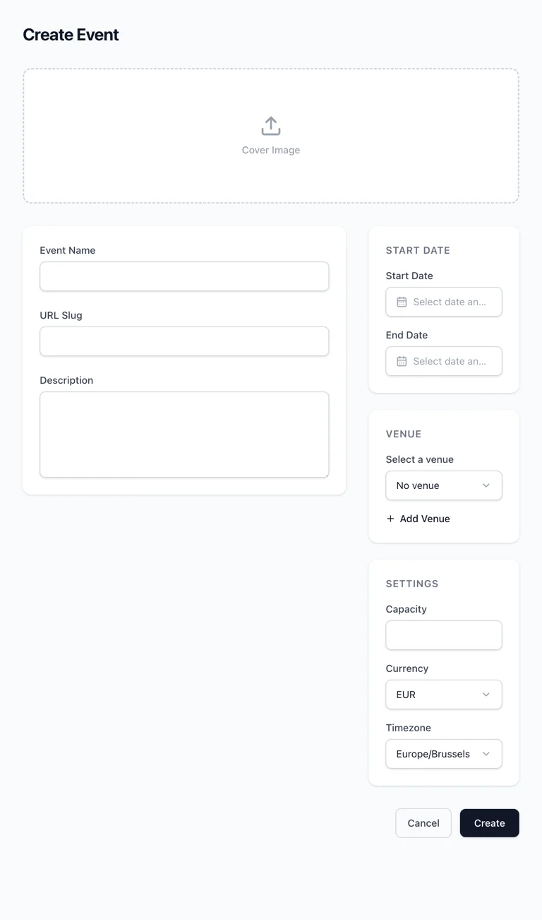 Create event form