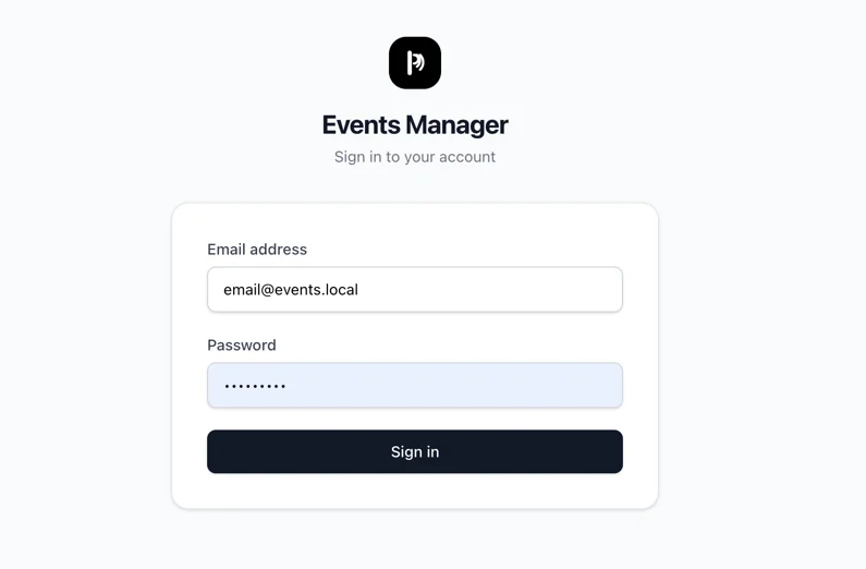 Login page