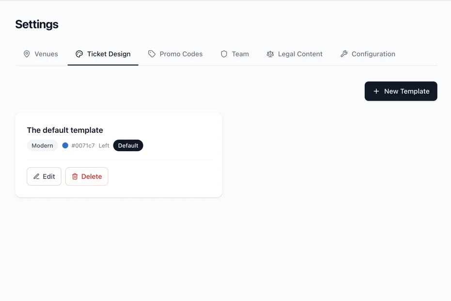 Ticket templates tab