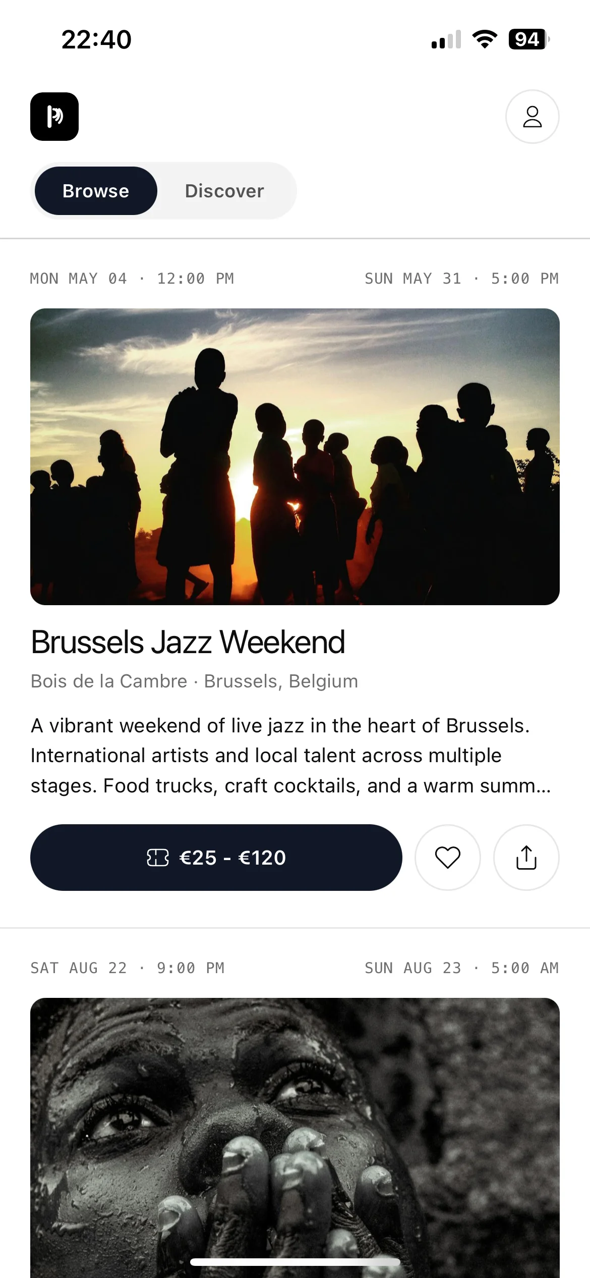 Branded mobile app for event tickets on iOS and Android