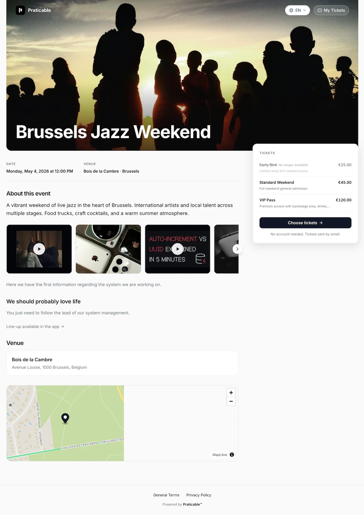 White-label event ticket sales page under your own domain